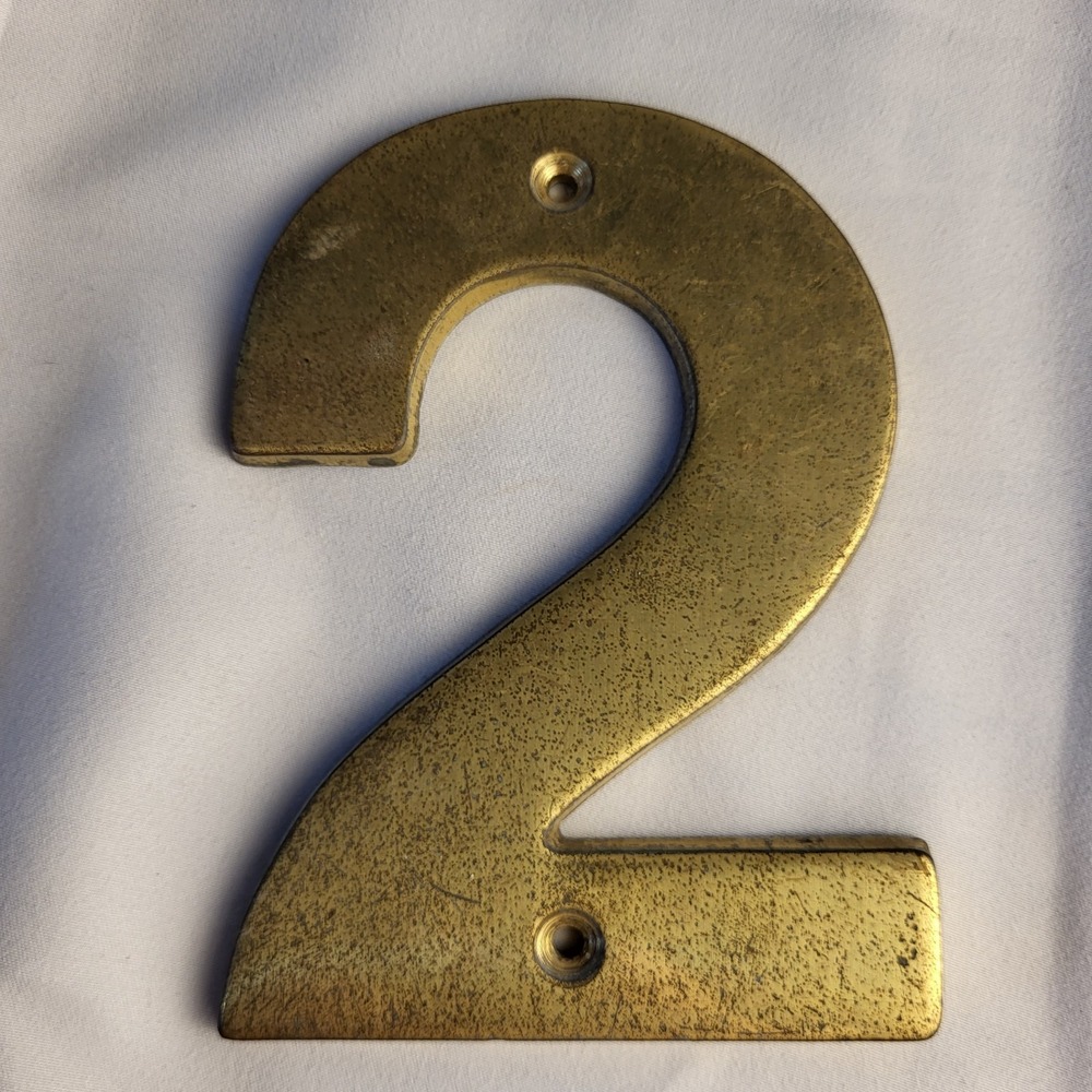 Vintage Brass Number 2 Address Hardware 4.5" Tall x 3.5" Wide